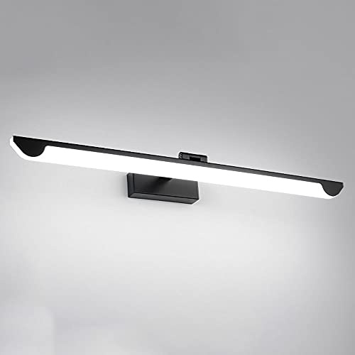 Lampada a Specchio Led per Comodino da Bagno, Illuminazione per Quadri a Cornice, Lampada da Parete in Metallo per Comodino, Specchio Rotabile per Bagno, Toilette e Lavabo/Black-3000K