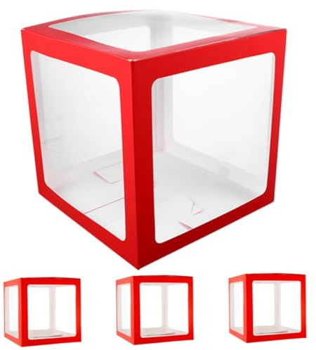 SUPVOX 4 Stück Quadratische Ballonbox aus Verschleißfestem Papier Transparente Partydekoration für Geburtstagsfeiern Hochzeiten und Babypartys Dekorative Geschenkbox mit Papierballons