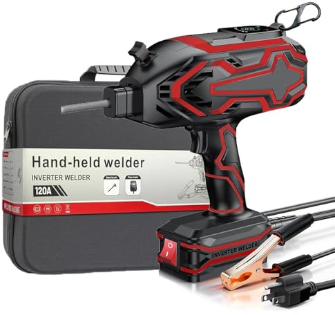 Jiayiyoux Soldadora PortáTil De Mano Con Inversor Igbt, Soldadora De Arco PortáTil De 20-120 A, Arranque En Caliente Y Antiadherente Para Varillas De Soldadura De 3/32 A 1/8,Rojo