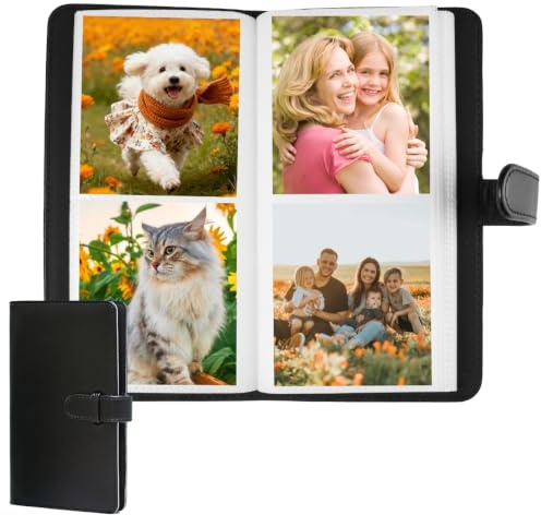 Libro de Fotos de Cuero PU Carpeta con Fotos de 2.7 x 3.5 in, Mini Álbum