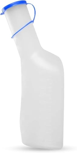 PP-Urinflasche für Männer, 1 Liter / 1000 ml, haltbare Kunststoff Urinflasche mit Verschluss, gut ablesbare Messlinien, tragbar für Reisen, Auto Notfall