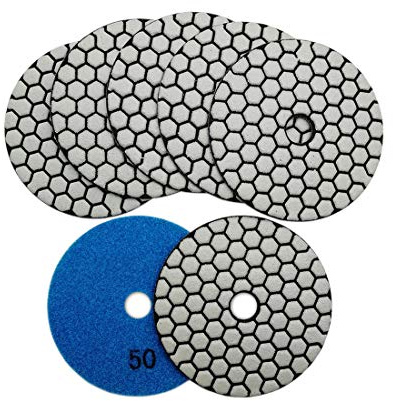 SHDIATOOL 4 Inch Dry Diamond Polishing Pads Grit 50 Diamond Sanding Pads Grinding Pads for Granite Marble Stone 7Pcs