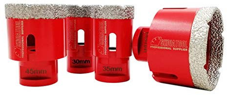 SHDIATOOL Dry Diamond Drill Core Bits 4pcs / Set Diameter 30/35/45/60mm Vacuum Brazed Hole Saw M14 Thread for Tile Porcelain Granite Marble
