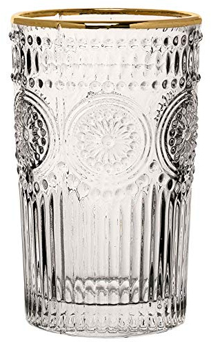 Utopia Rossetti Hiball Gold Glasses 12.5oz / 360ml - Case of 24 - Vintage Gold Rim Glasses