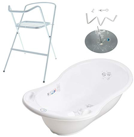 Baignoire bébé thermomètre intégré 86 cm Blanc Owls Avec pied et tuyau