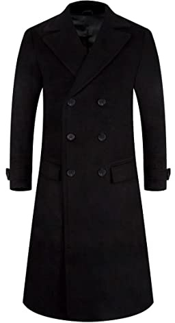 APTRO Mens Wool Coats Long Coats Thick Winter Jacket Elegant Outwear 80% Wool Trench Coat 1818 Black M