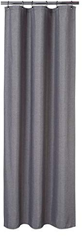 LinTimes Flachs Leinen wie 240GSM Schwerer Stall Duschvorhang für Badezimmer mit Haken Hotel Luxus Stoff waschbar,grau,100x180 cm