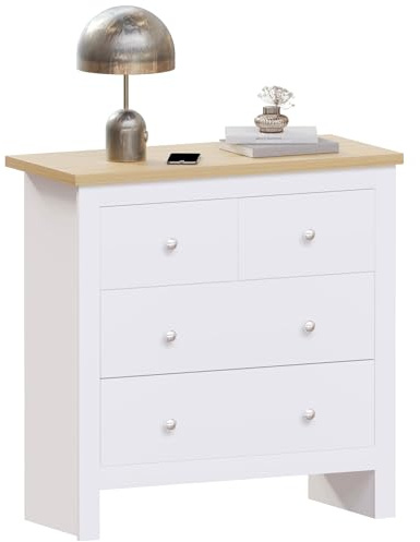 Vida Designs Arlington 2+2 Chest of Drawers Cabinet Storage Modern Bedroom Furniture (White)