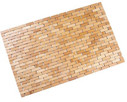 Bambus Badematte 80 x 50 cm - mit rutschhemmender Unterseite - Duschmatte Holz Badezimmer Matte Bad Vorleger Bambusmatte rutschfest