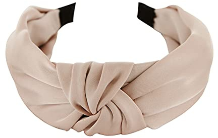axy Haarreif mit Knoten und Satin bezogen-Vintage-Wunderschön Stirnband Haarschmuck Damen Haarreifen HR35A (Taupe)