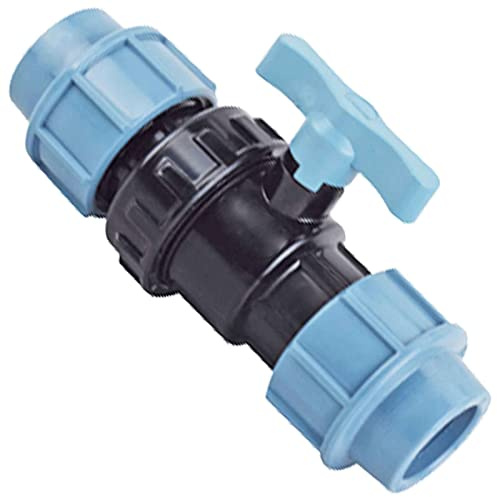 MegaHaustechnik Kugelhahn, 50 x 50mm, PP-Fitting Klemmverbinder Anschlüsse | Trinkwasser geeignet, Druck 16 Bar, für PE-Rohr-Außendurchmesser 50mm, Absperr-Ventil