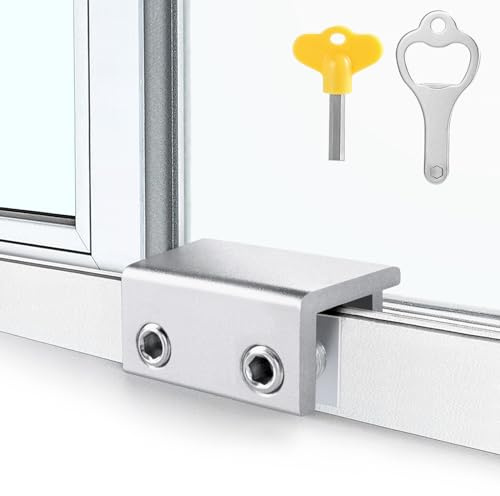 ZRFCXE Window Locks,4 Pack Sliding Window Locks with Key for Vertical & Horizontal Sliding Windows Doors,Easv to Install,Adjustable Security Window Lock for Patio Bedroom Home and Office (Silver)