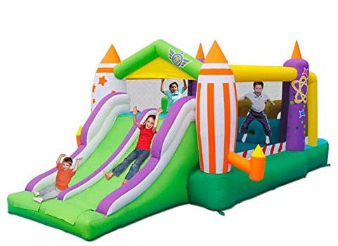 Decorsure Casa de Rebote de trampolín Inflable, Castillo Hinchable de Doble tobogán, Puente de Castillo Hinchable, Parque Infantil multifunción