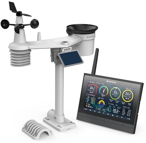 Bresser 9-in-1 MeteoChamp HD WLAN-Wetterstation mit solarbetriebenem Multisensor, Luftqualitätsanzeige, Hitzestress-Index, Datenspeicher