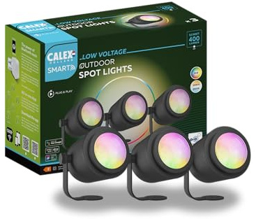 CALEX Smart Outdoor 24V LED Bodenstrahler, RGB-Farben & kalt- bis warmweiß Licht, dimmbar, wasserdicht, WLAN + Bluetooth Gateway App- & Sprachsteuerung