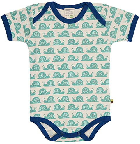loud + proud Unisex Baby Body Kurzarm mit Print Schnecke, GOTS Zertifiziert T-Shirt