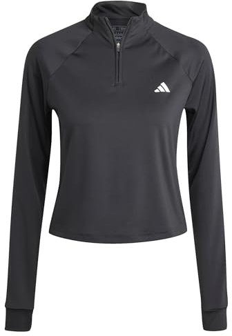 adidas Women's Train Essentials Minimal Branding 1/4-Zip Cover Up, Black, L