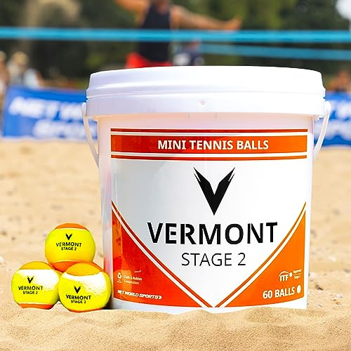 Vermont Beach Tennis Balls [ITF Approved] | Tennis Balls Pack of 3, 12, or 60 (60 Ball Bucket)