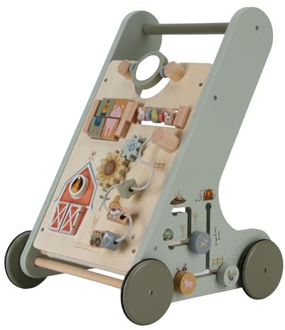 Little Dutch Laufwagen mit Activity Spiel Board Holz Baby Kleinkind grün - Little Farm