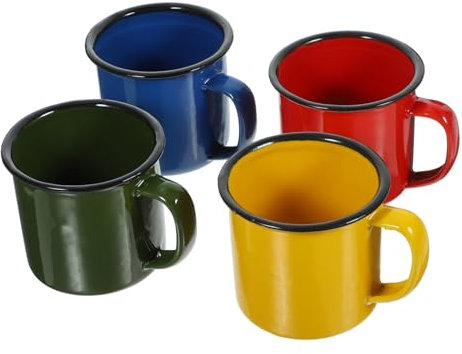 MAGICLULU 4 Tazas De Esmalte De Colores Tazas De Expreso Esmaltadas Portátiles Para Viajes Y Exteriores Taza Para Amarilla Azul Y Verde Taza De Jugo Para El Hogar
