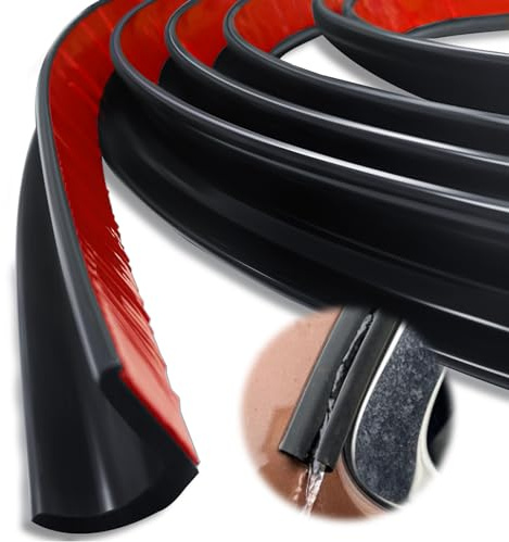 J Shape RV Rain Gutter, 2.5M/8.2Ft Rain Gutter Self Adhesive, PVC Plastic Roof Rain Diverter, Rain Diversion Strips for Vehicle Truck RV Boat Car Van Door Motorhome (Black, 2.5m)