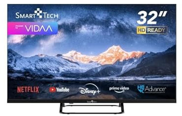 Smart Tech TV LED HD 32 Pouces (80cm) 32HV02V Smart TV VIDAA - Molotov, Netflix, Prime Video, Disney+, Youtube, Plex - 3xHDMI - 2xUSB - Mode Hotel