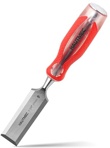 HAUTMEC 32mm (1-1/4) Wood Chisel for Woodworking & Carving, Drop-Forged CR-V Steel Beveled Edge Blade with Ergonomic Non-Slip Handle and Heavy-Duty Strike Cap