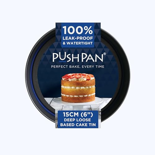PushPan 6 Inch Deep Cake Tin | Patented Silicone Seal | Leak-Proof & Watertight Round Baking Tin | Non-Stick Low Carbon Steel | 15cm Cake Tin | Dishwasher, Oven & Freezer Safe