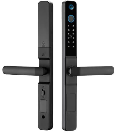 Splenssy Smart Lock with Camera Keyless Entry Door Lock Handle Ultra-thin Stainless Steel Biometric Door Lock Tuya App Remote Operation WiFi Smart Lock for 35-120mm Office Home Bedroom Door