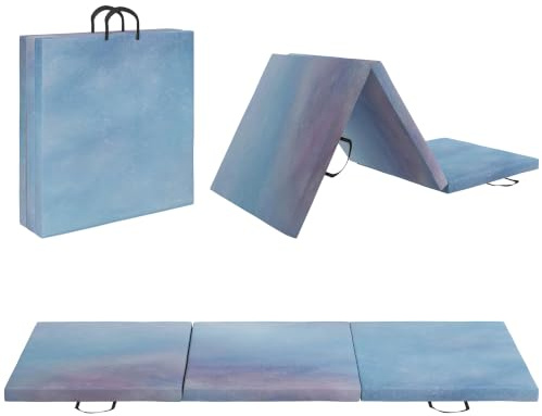 HOMCOM Vikbar gymnastikmatta, tjock gymnastikmatta, 180 x 60 x 5 cm, med handtag, golvmatta för yoga, sport, fitness, pilates, konstbeläggning