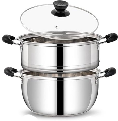 MNBVH Pentola A Vapore/pentola per Zuppiera/Piccola Pentola Calda/Acciaio Inossidabile 400 con Fondo Pentola Composito A 3 Strati Magnetico, Panini al Vapore, Zuppa di Pollo(Size:26cm)