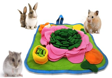 Kaninchen-Futtermatte, Hasen-Schnüffelmatte für Hamster, Puzzle-Spielzeug, interaktive Futtermatten für Meerschweinchen, Igel, Chinchillas, Frettchen, Kleintiere, Stressabbau (Grün)