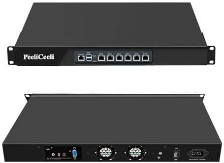PeeliCeeli 19 Inch Firewall Hardware 12th Gen i3 N305, 1U Rackmount PC for VPN Router, OPNsense Appliance 1U with 6 x i226V 2.5GbE LAN, Barebone (No RAM/SSD/System), Console, VGA