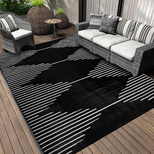 Falflor Großer Outdoor-Teppich, 240 x 300 cm, für Garten, wasserdicht, wendbar, Terrassenteppich, faltbar, Kunststoff, Picknickdecke, UV-beständig, Bodenmatte für Strand, Camping, Wohnmobil, Deck