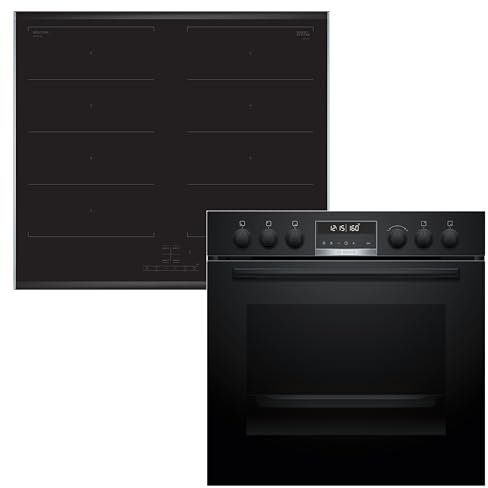 Bosch HND679LS62 Einbauherd-Set, Bestehend aus HEG578BB4 Herd, 60 x 60 cm, Air Fry, 3D Heißluft, Hydrolyse und Pyrolyse Selbstreinigung, & NXX675CB5E Induktionskochfeld, Flex Induction