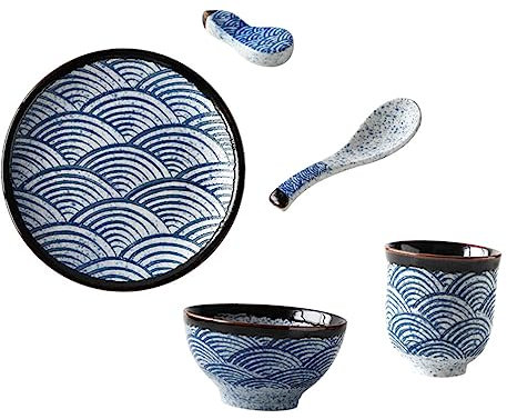 OFFSCH Set Di Stoviglie in Ceramica Stoviglie Semplici Design Liscio in Stile Giapponese