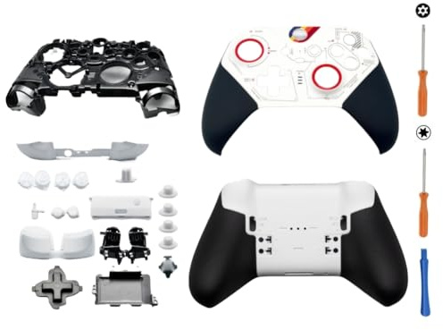 Hzxkqmil Full Shell Case Kit Replacement for Xbox Elite Series 2 Controller | Front Housing Cover Bottom Shell Middle Frame LBRB LTRT Bumper Buttons for Xbox Elite Series 2 Core - White Special Edition