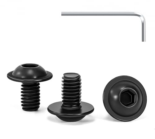 Tunejoy 30 Pièces Vis à Tête Bombée avec Bride M6 x 10 mm Noir Vis à Six Pans Creux en Acier Inoxydable A2 V2A Boulons à Tête Hexagonale avec Clé Allen Filetage Complet