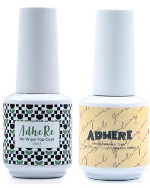 2X15ML No limpiar la capa superior y la base de la capa de gel de esmalte de uñas, acabado brillante y de larga duración, UV led remojar la base de esmalte de uñas de gel y el kit de la capa superior