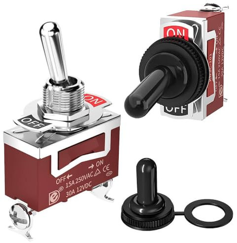 Einpoliger Kippschalter, Ein-/Ausschalter, SPST 15 A/250 VAC, 30 A/12 VDC (1)