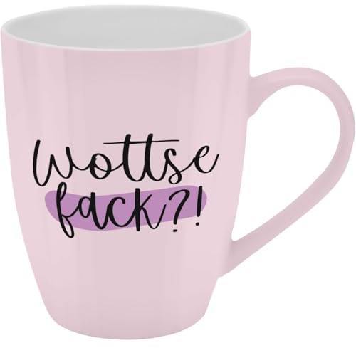 GRUSS & CO Becher mit Motiv Fack | Tasse mit Spruch, New Bone China Porzellan, 35 cl, mit Geschenkbaderole | lustiges Geschenk, Geburtstag | 74198