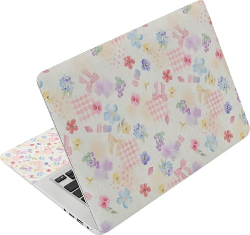 Mibbxea Autocollant en vinyle pour ordinateur portable 15-15,6, réutilisable, pour netbooks de 13, 3, 14, 15,4, décoratif, résistant aux rayures, imperméable, résistant à la poussière (075 fleurs