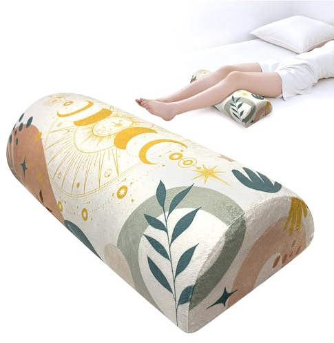 wxmbdzq Knee Pillow for Back Sleeping – Half Moon Bolster Pillow for Under Knee While Sleeping Support, Leg & Back Pain Relief (21.5x9x5 Inches)