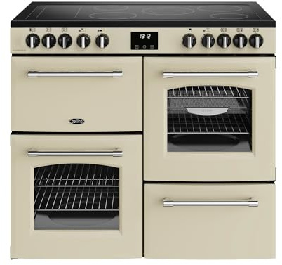 Belling Farmhouse 100E 100cm wide Electric Range Cooker with Ceramic Hob - Cream - A/A Rated