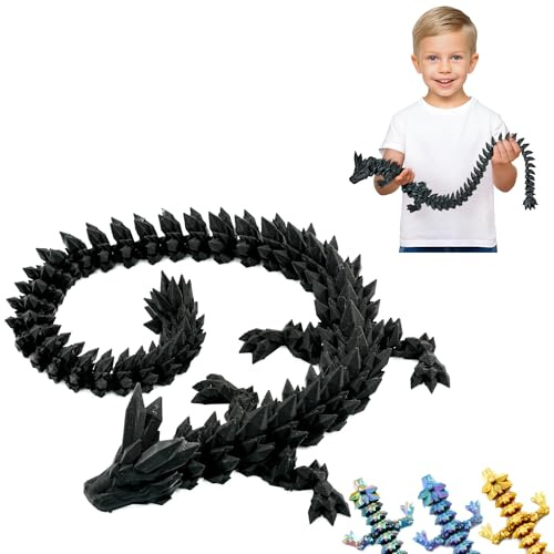 3D Dragon - 23.62 inches (60 cm) Figure | Movable Figure for Children, Collectors & Fantasy Fans (Black)