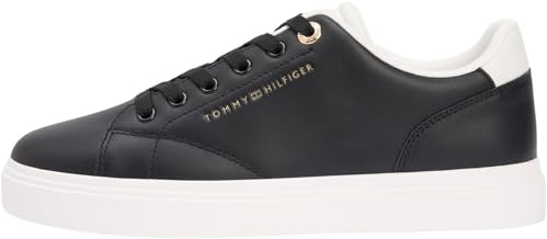 Tommy Hilfiger Donna Sneakers con Suola Preformata Feminine in Pelle, Multicolore (Black/Ecru), 40