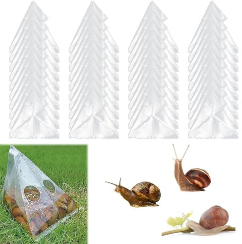 SLTAXAR 40 PCS Trampas para Caracoles y Babosas con Cerveza, Control de Caracoles, Bolsas Trampas de Jardín Transparentes 22x17.5 cm, Control de Babosas para Jardín, Huerto y Courtyard