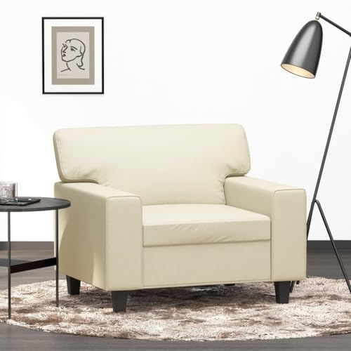 ZQQLVOO Sessel Creme Zweisitzer Sofa aus strapazierfähigem Kunstleder mit Metallgestell und Komfortpolsterung 60 cm Kunstleder
