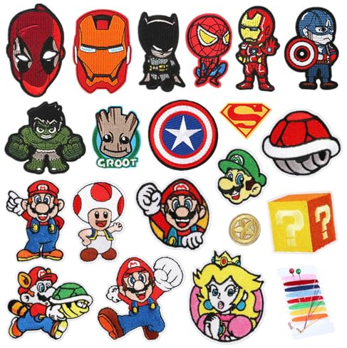20 Stück Bügelflicken zum Kinder, Patches zum Aufbügeln Sortiert, Flicken zum Aufbügeln, Aufnäher zum Aufbügeln oder Aufnähen Kinderkleidung, Kleidung, Jacken, Rucksäcke, Jeans