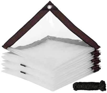 Telone impermeabile in PVC trasparente con occhielli in metallo, resistente, per campeggio, capannone, gazebo, tenda (2 x 3 m)